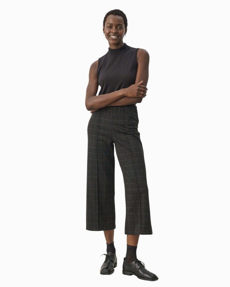 Grey check wide-leg trousers by Part Two with cropped ankle length