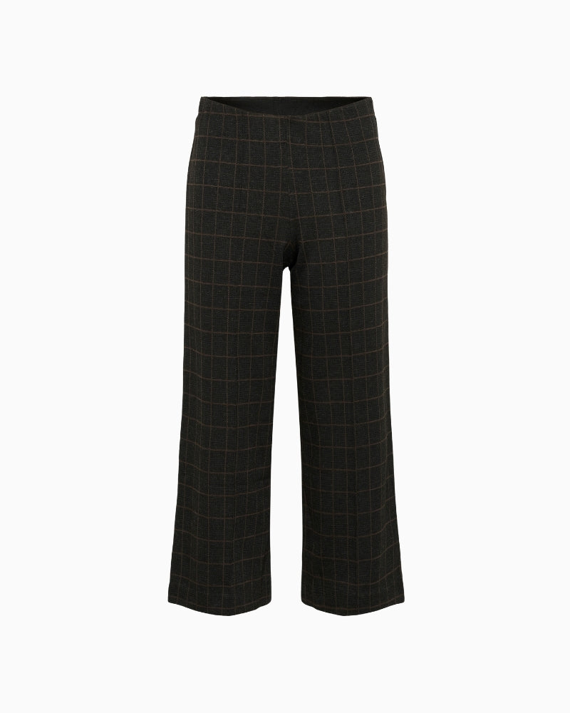 Grey check wide-leg trousers by Part Two with cropped ankle length