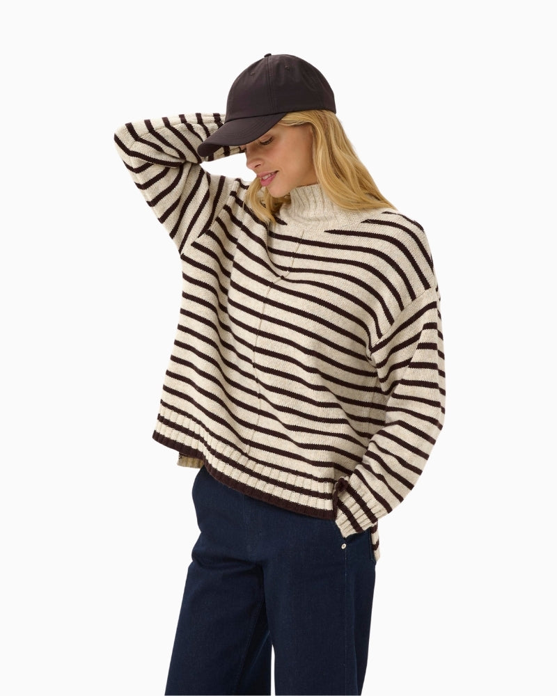 Striped roll-neck jumper by Part Two in wool blend with relaxed fit