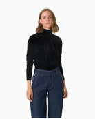 Black velvet long sleeve top by Part Two with high neckline