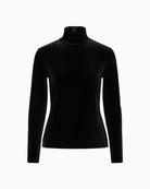 Front view of fitted velvet blouse showing feminine shape