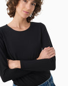 Close‑up fabric texture of Nemaja tee blending organic cotton and TENCEL™ Modal