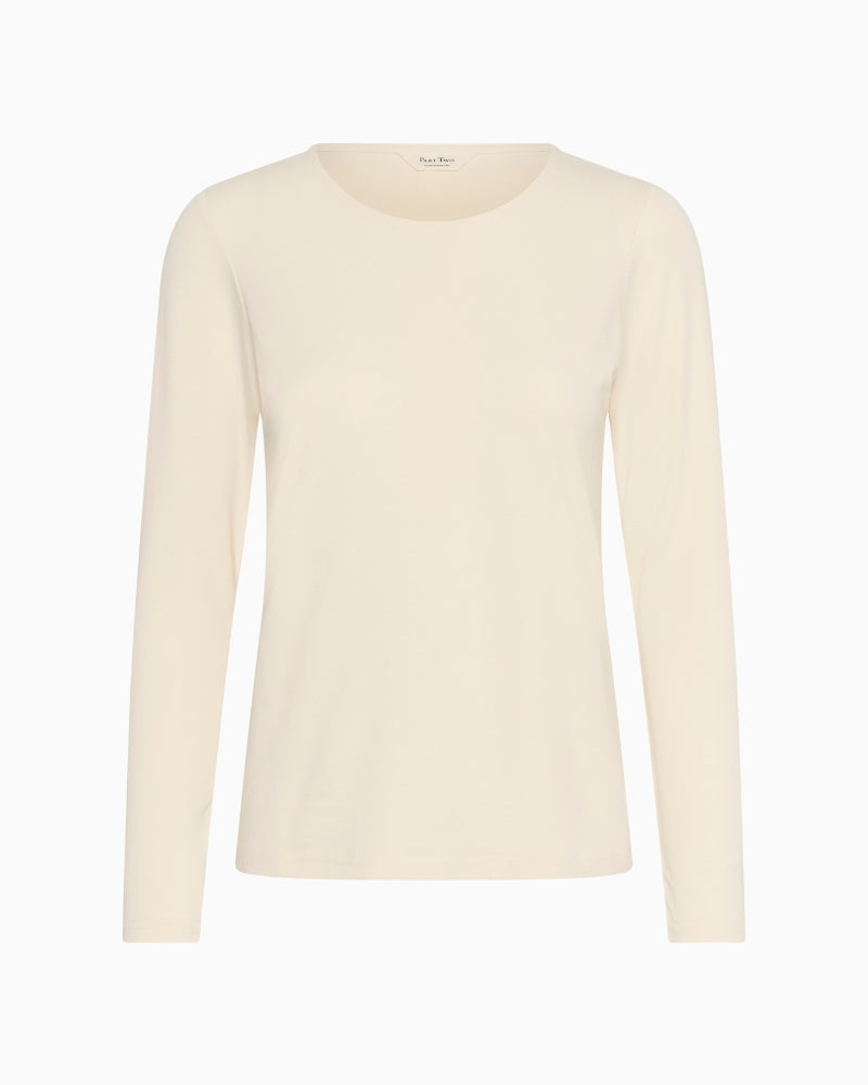 Slim long‑sleeved tee by Part Two in jersey fabric with round neckline