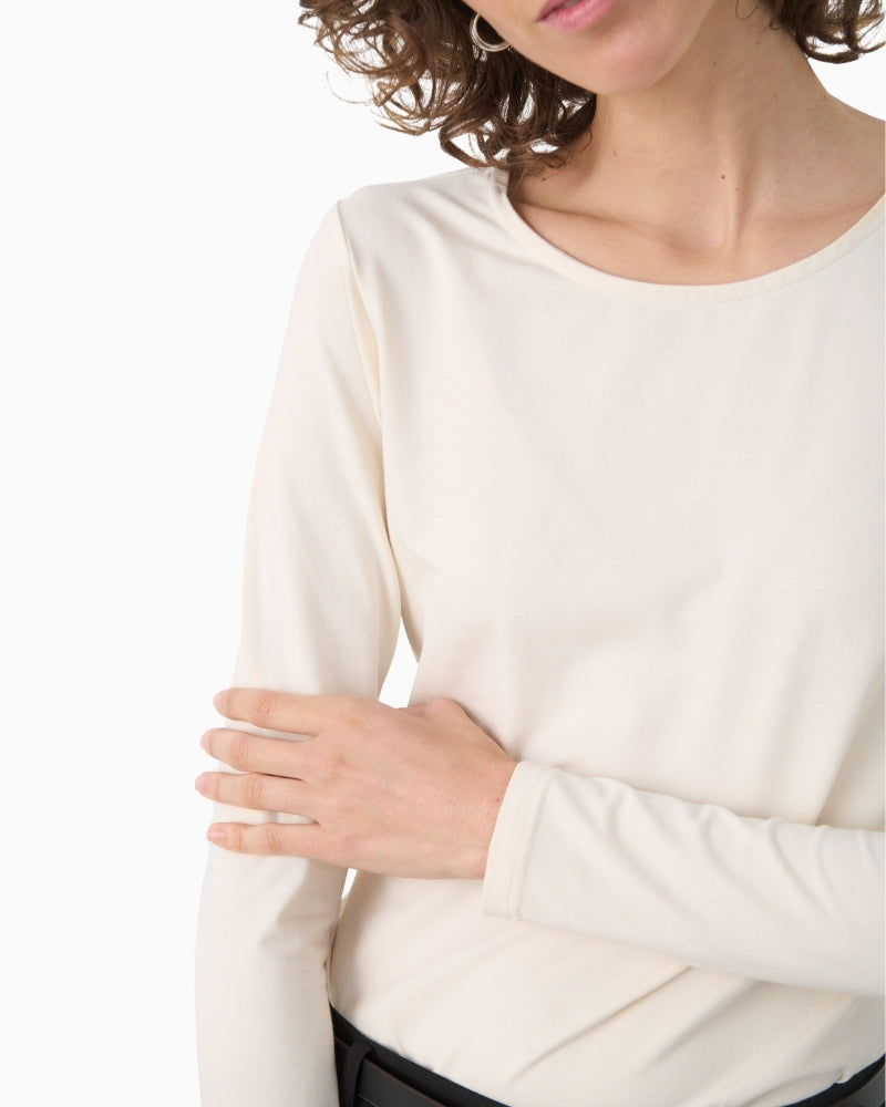 Close‑up front view of Nemajaspw tee showing neckline and slim silhouette