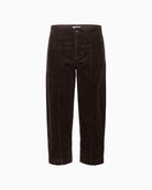 Chocolate brown corduroy trousers by Part Two with carpenter-style side pockets