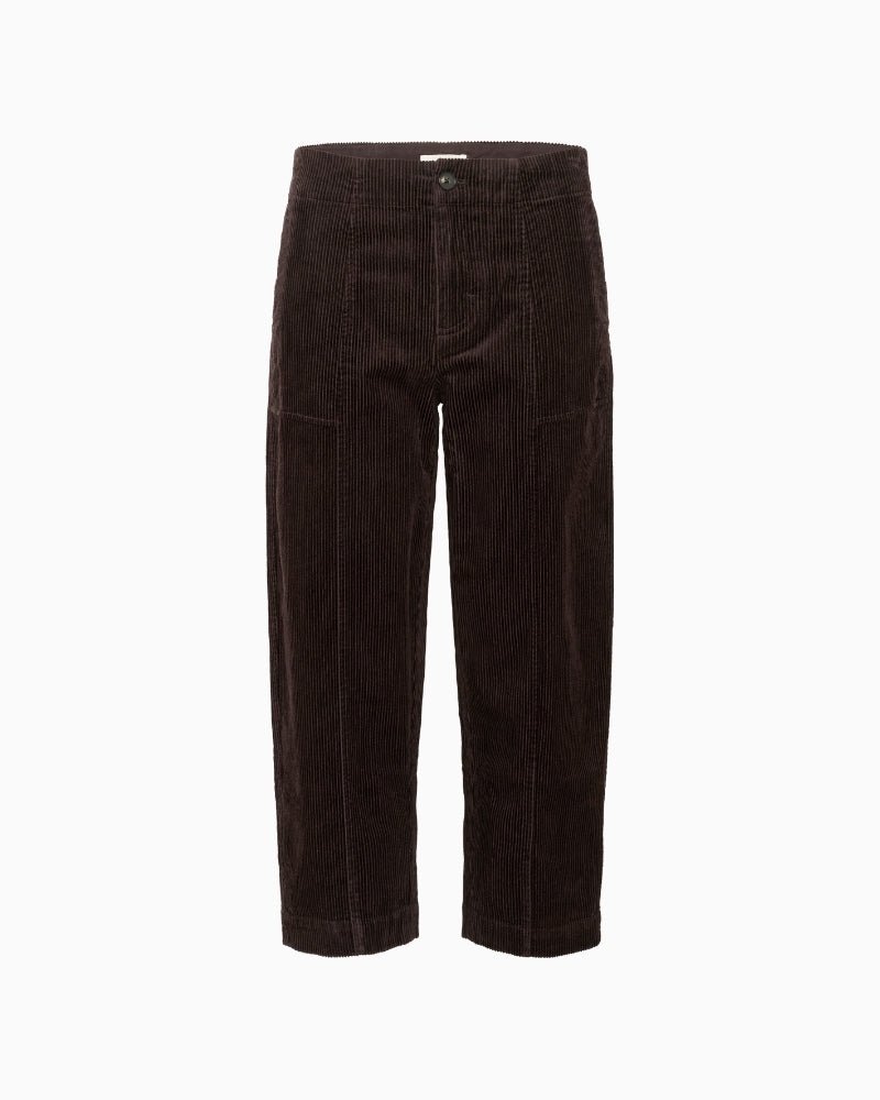 Chocolate brown corduroy trousers by Part Two with carpenter-style side pockets