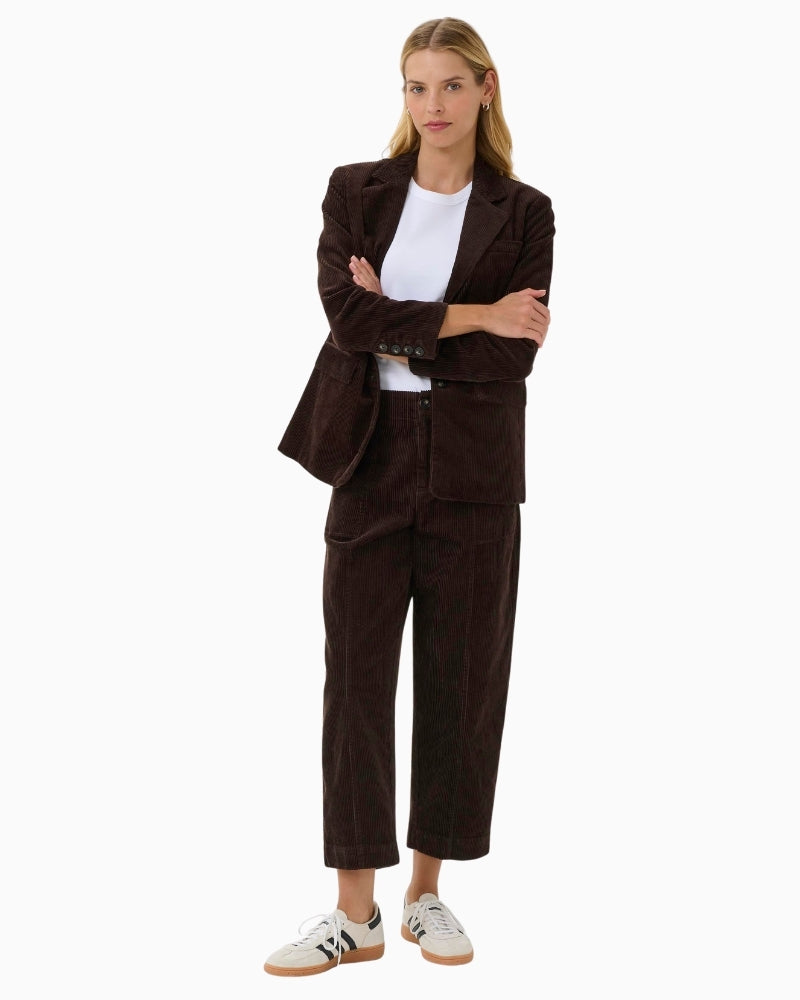 Cropped mid-rise trousers in soft cotton corduroy with clean front finish