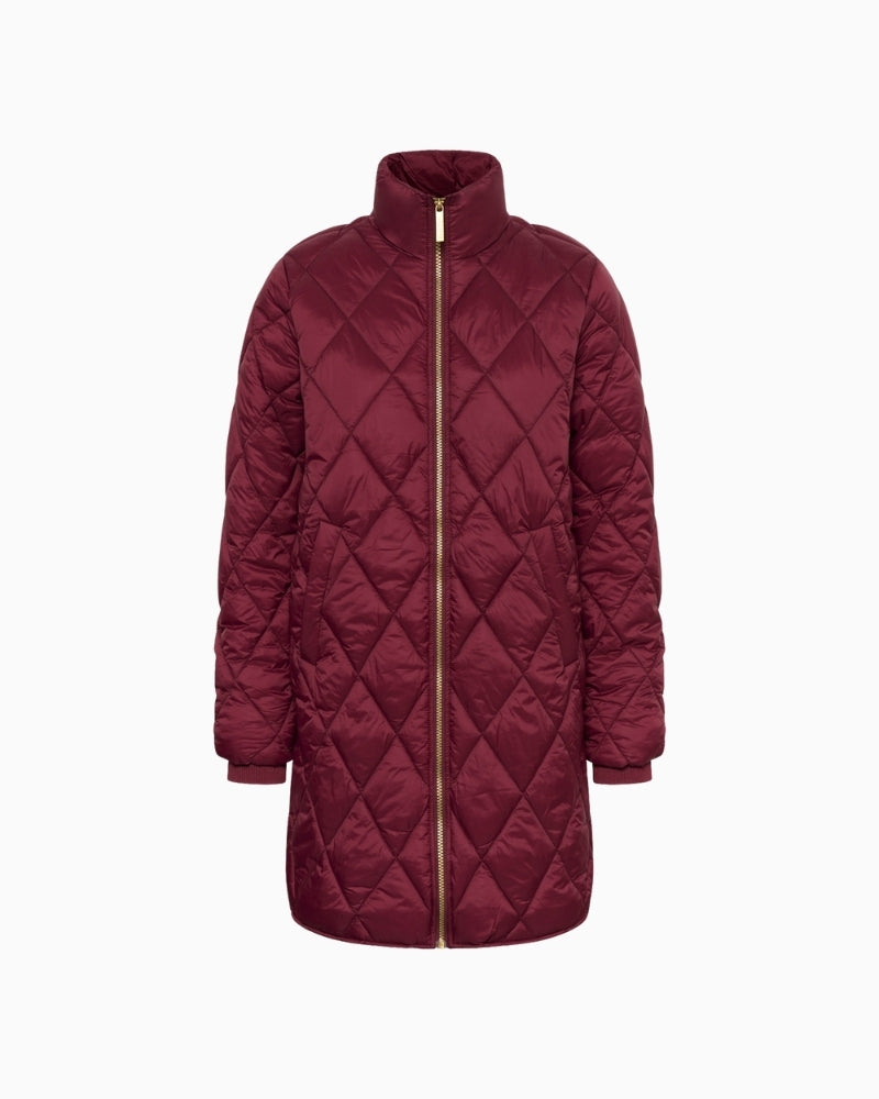 Part Two Olilaspw quilted coat in black with full zip and high collar