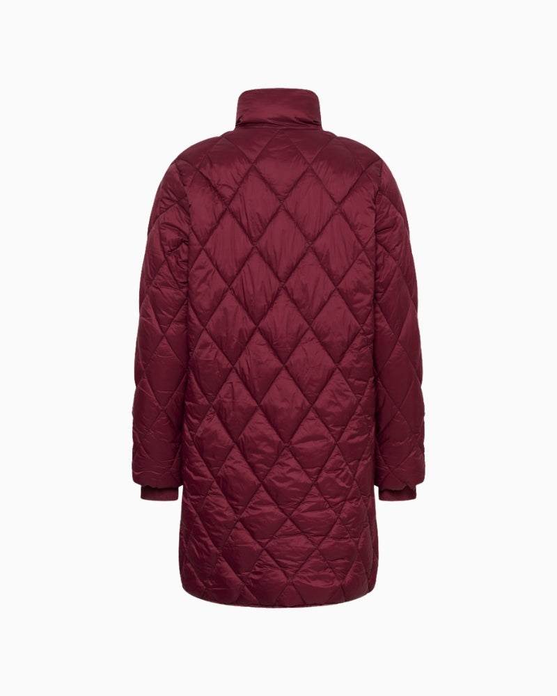 Back view of Part Two long sleeve coat in recycled fabric