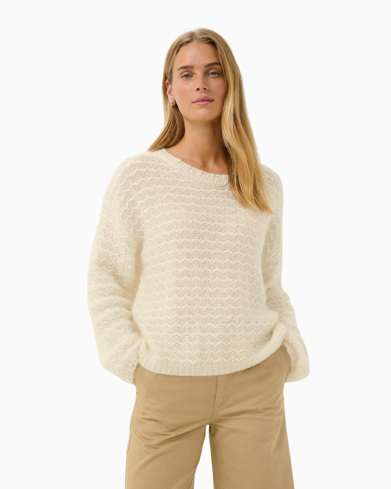 Part Two cream mohair blend pullover, front view – Áines Boutique