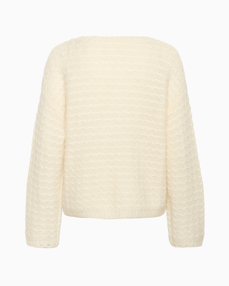 Part Two cream pullover, back view showing relaxed fit – Áines Boutique