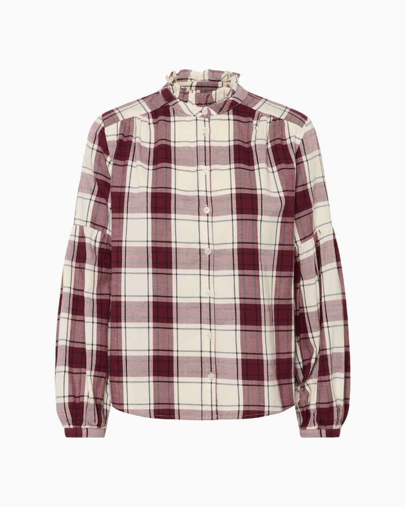 Relaxed fit cotton and TENCEL™ blend shirt in soft neutral check