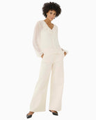 Part Two SanazPW blouse in sheer viscose with ruffle V-neckline