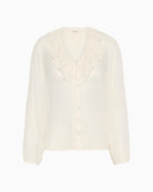 Part Two SanazPW blouse in sheer viscose with ruffle V-neckline