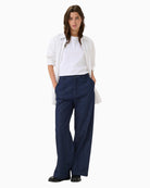 Straight-leg denim trousers by Part Two with pressed creases and side pockets