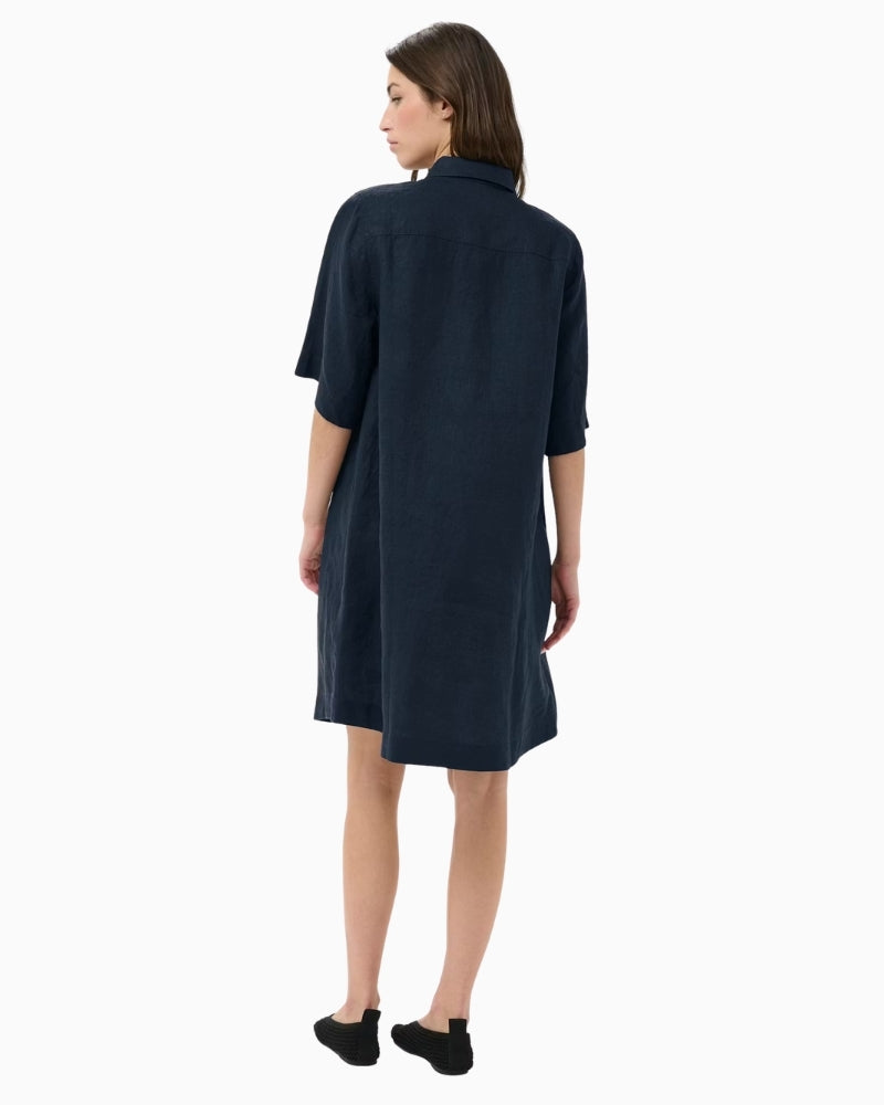 Part Two Sardia linen dress navy back view – Áines Boutique