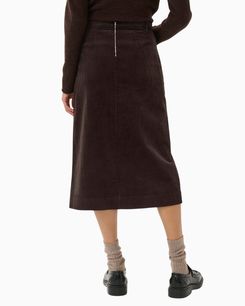 Back of cord skirt by Part Two with zip closure and clean fit