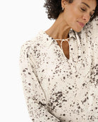 Close-up of abstract pattern on eco-friendly LENZING™ ECOVERO™ fabric