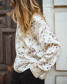 Close-up of abstract pattern on eco-friendly LENZING™ ECOVERO™ fabric