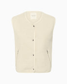 Front view of SignyPW waistcoat showing soft texture and boxy fit