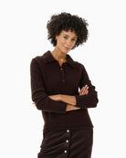 Soft wool-blend jumper by Part Two with polo collar and button placket