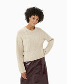 Cream wool-blend jumper by Part Two with textured knit and side buttons