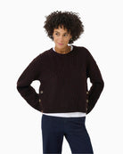 Chunky textured knit pullover by Part Two in wool blend with side buttons