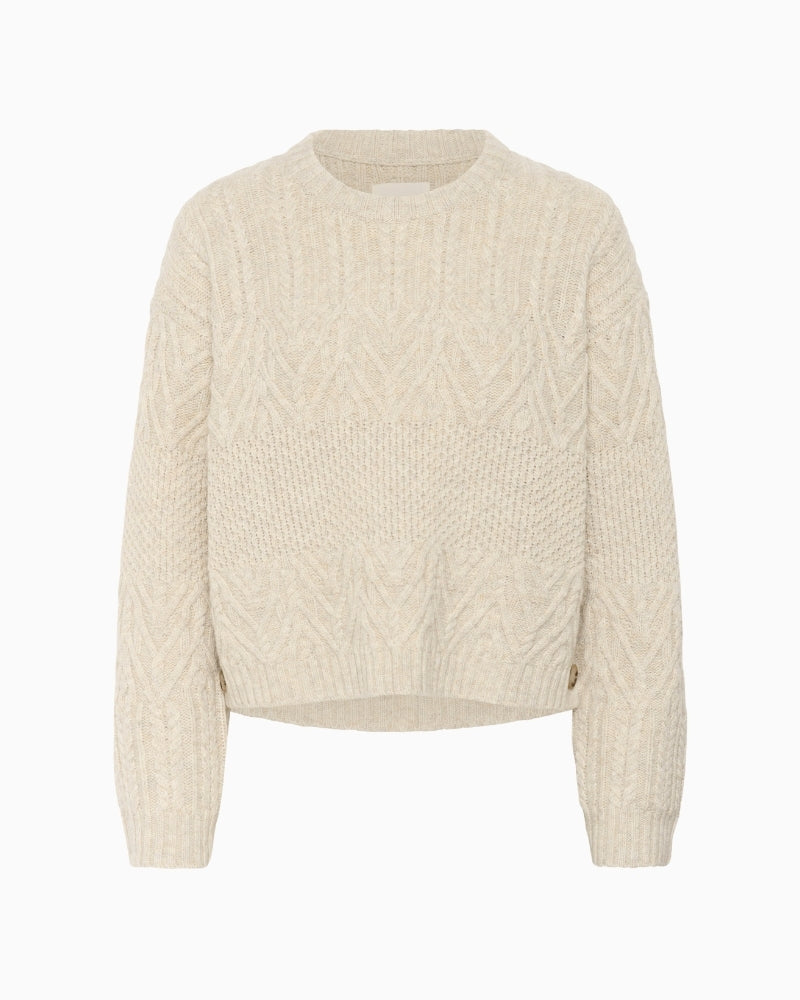 Front view of SindyPW pullover showing relaxed fit and soft texture