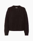 Front view of Part Two Sindy jumper showing mix of knit patterns and easy fit