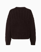 Back view of Sindy pullover with decorative button detail and soft wool texture