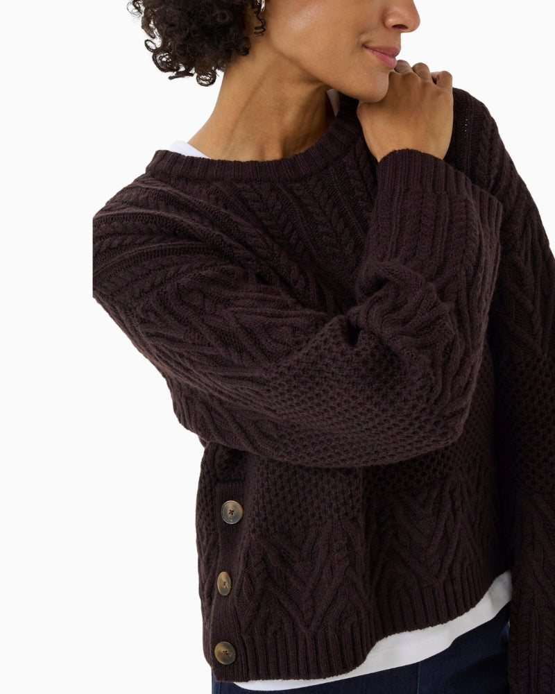 Close-up of wool blend texture and neckline on Part Two Sindy jumper