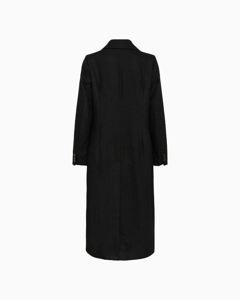 Back view of Sirina coat with smooth drape