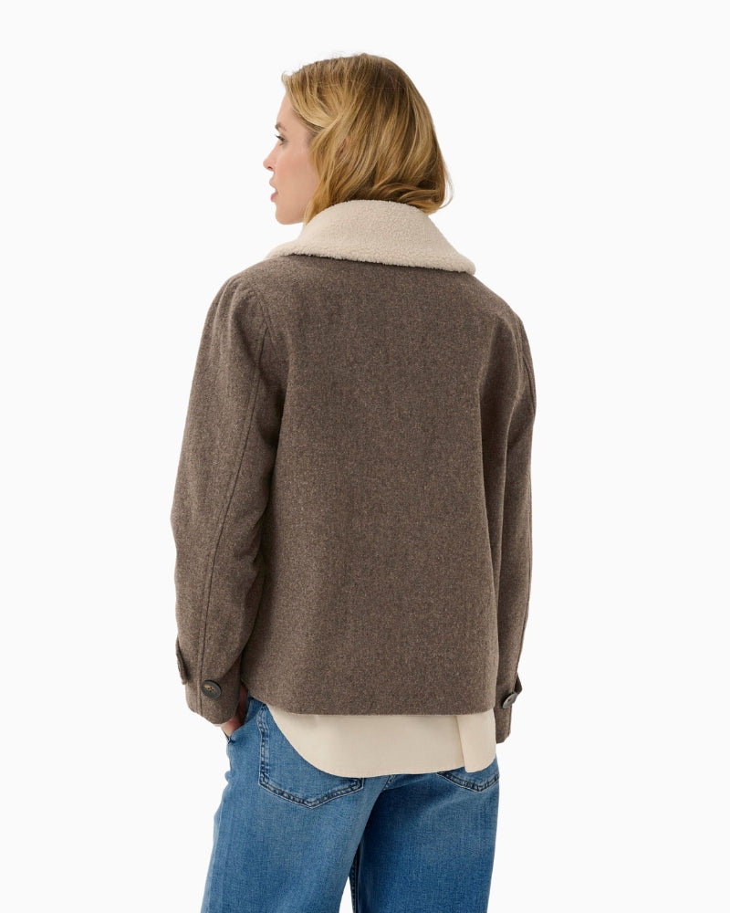 Back view of Sylvia jacket with smooth drape
