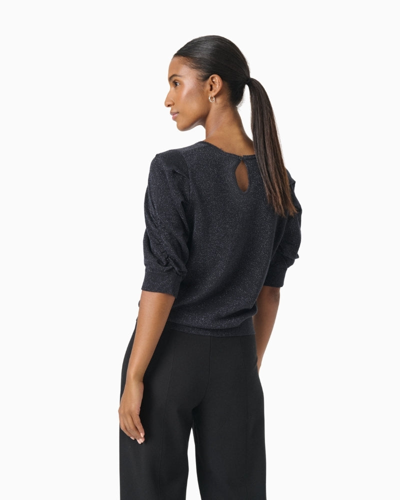 Back view of Part Two short sleeve top with clean finish