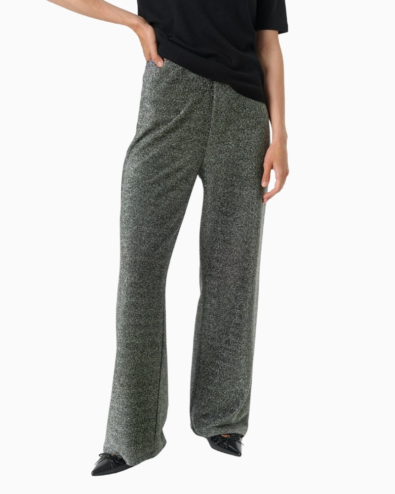 Part Two Vibekke wide-leg trousers in black with subtle shimmer