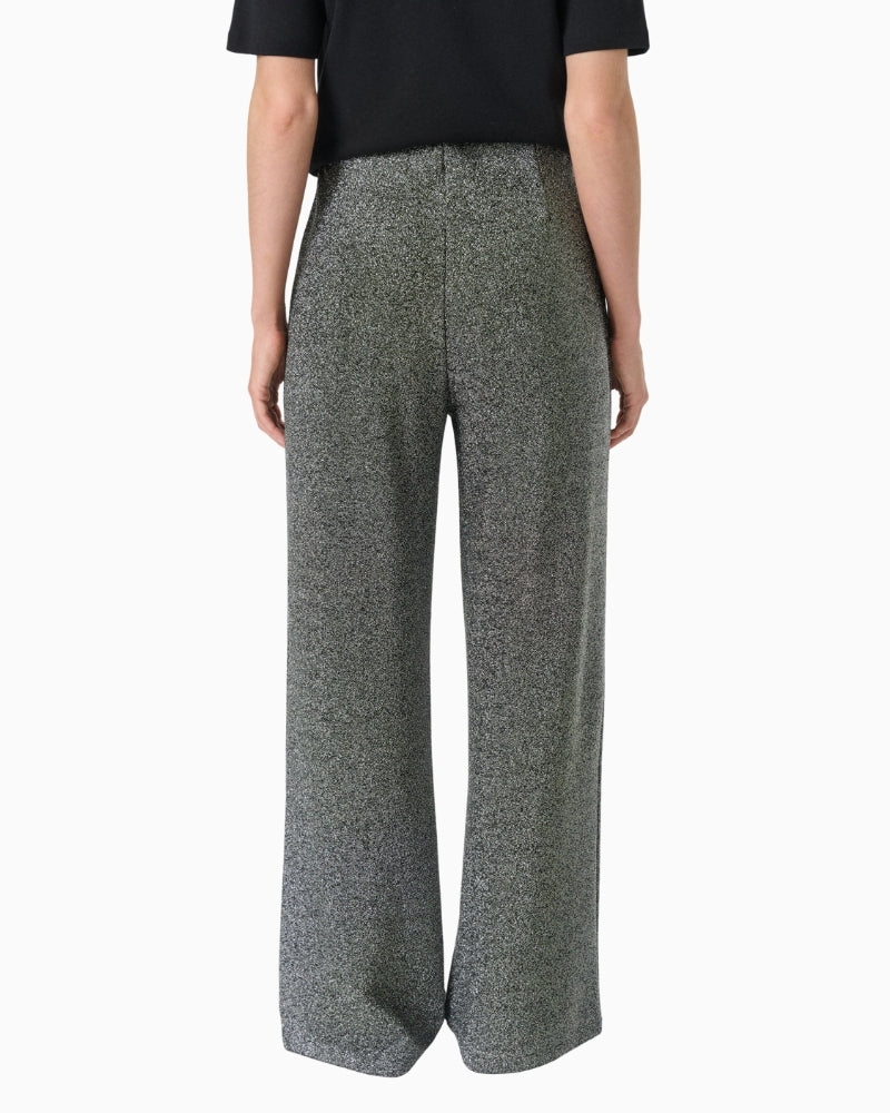 Back view of Part Two shimmer trousers with clean finish