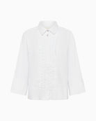 Front view of white striped VinnyPW shirt by Part Two in organic cotton