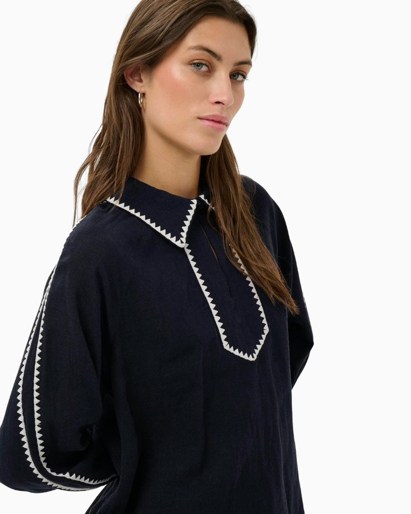 Part Two AimyPW Blouse After Midnight Blue embroidery detail