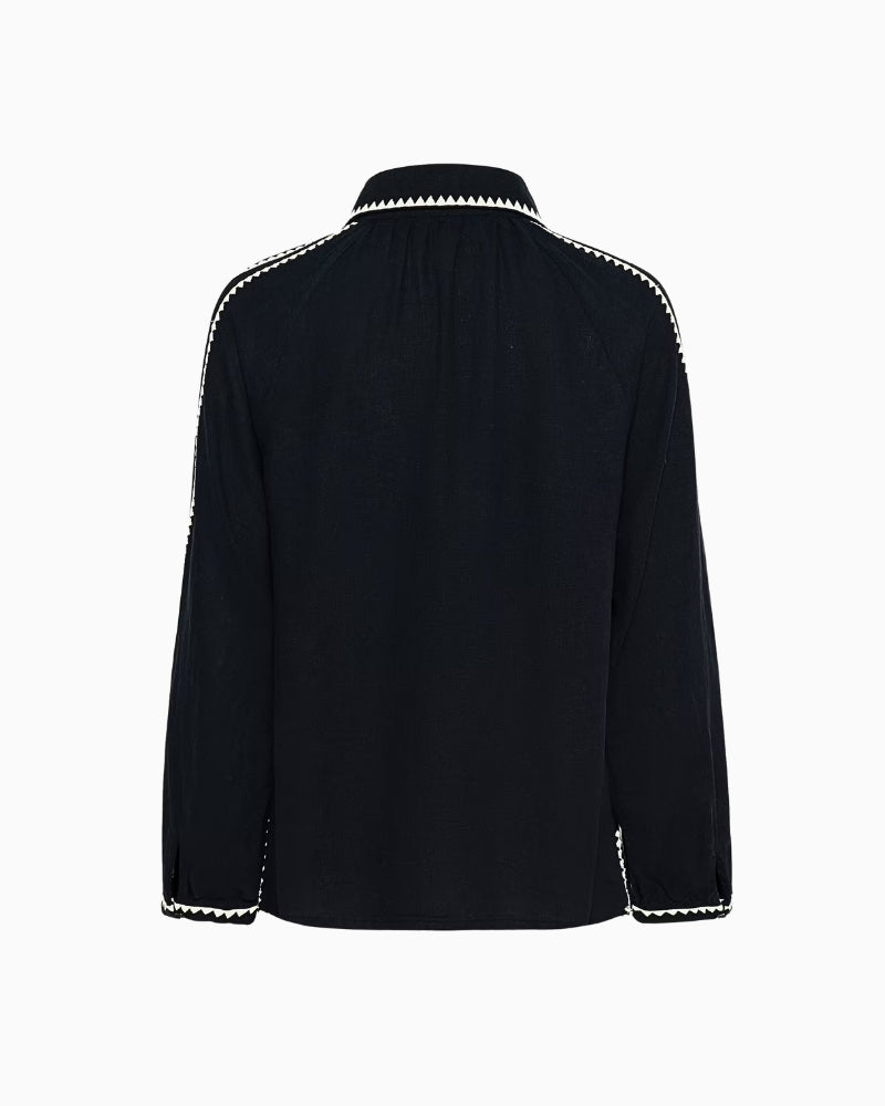 Part Two AimyPW Blouse After Midnight Blue flat lay back view