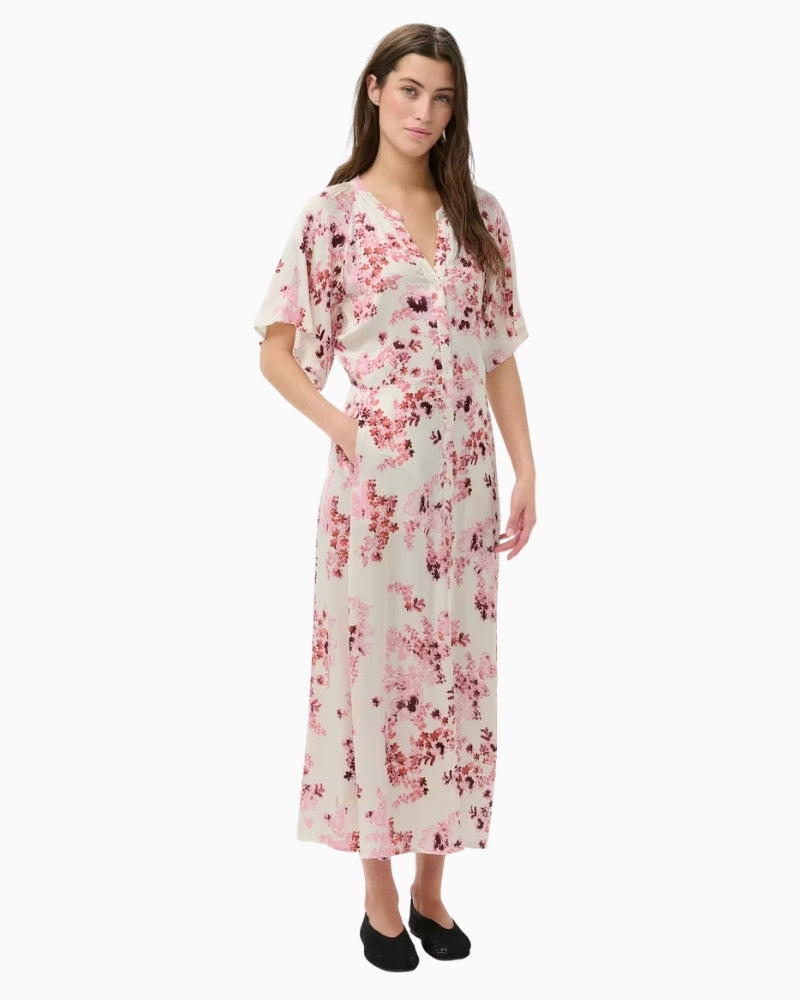 Part Two AlajaPW Dress Pink Shadow Flower Print front view on model