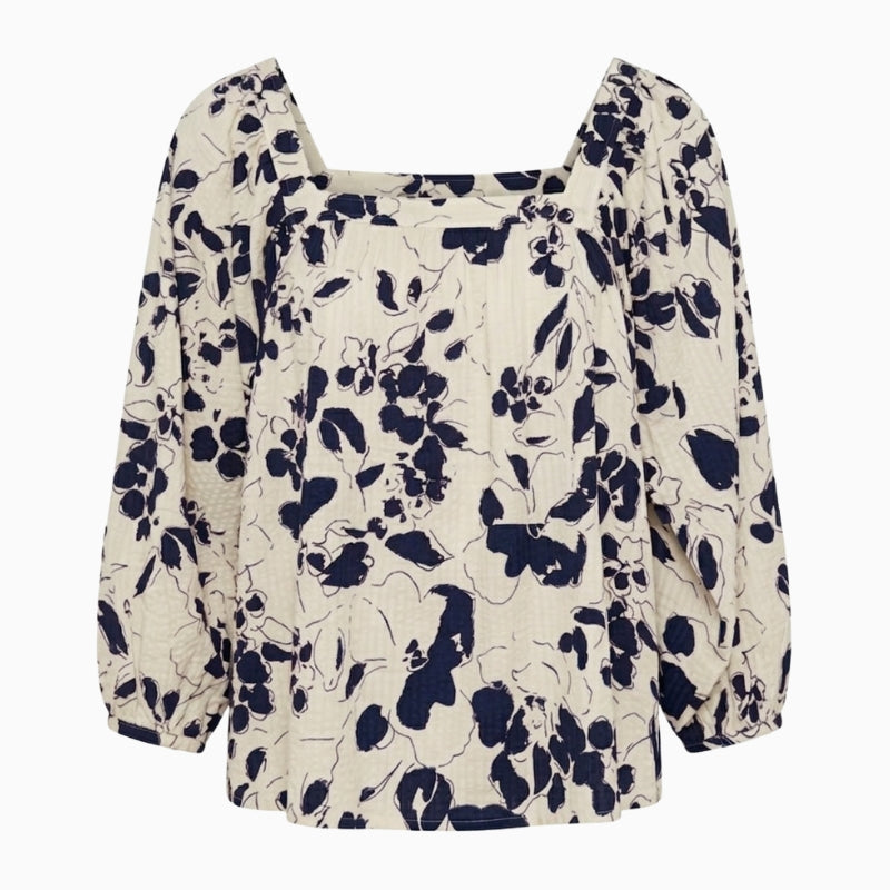 Part Two AlexinaPW Blouse navy floral front view