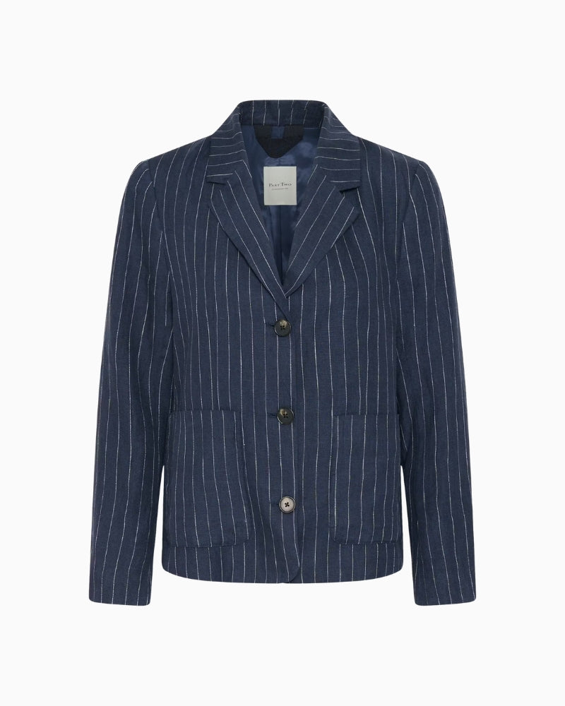 Part Two AlitaPW blazer navy pinstripe detail