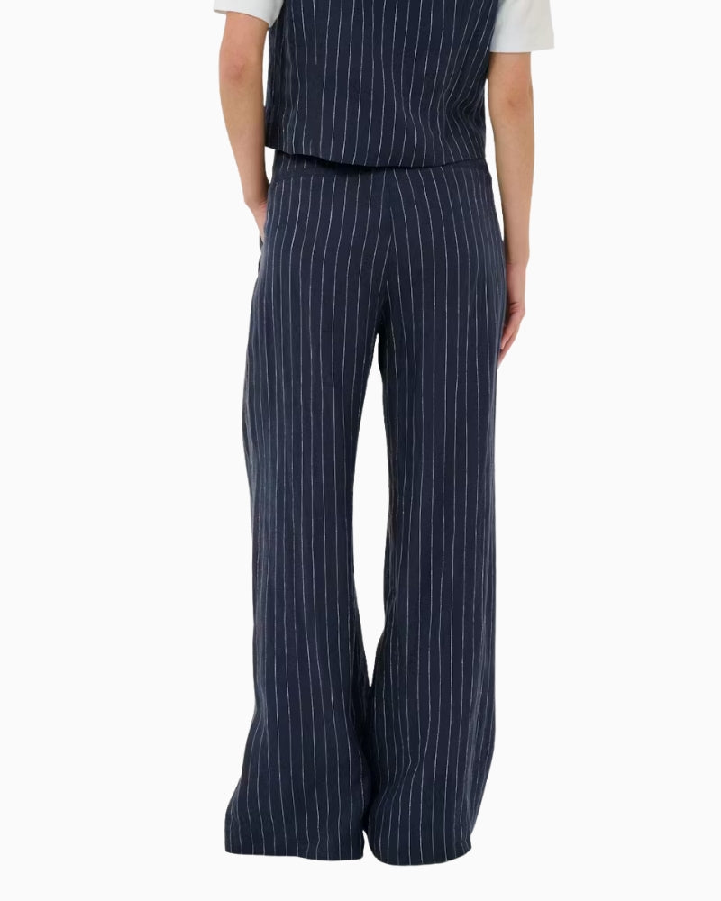Part Two AliyaPW trousers navy back view wide leg pinstripe
