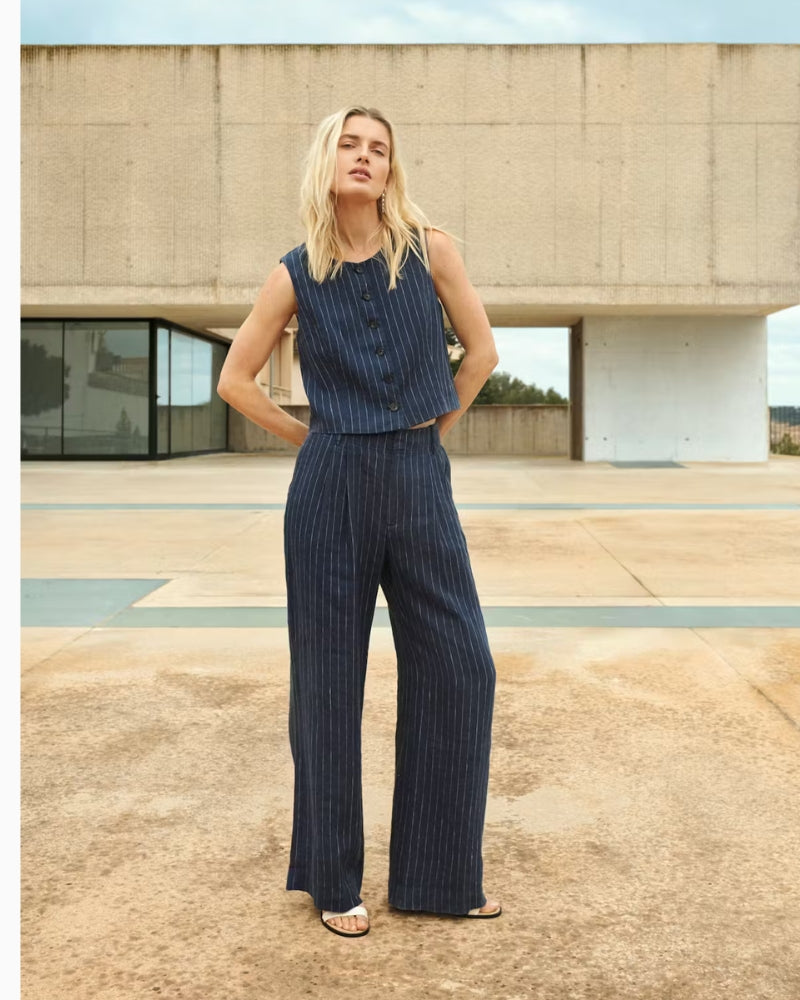 Part Two AliyaPW trousers navy full length view on model