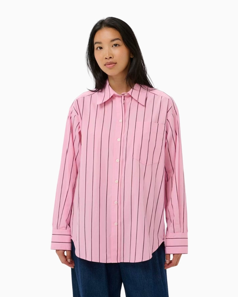Part Two AnabellaPW Shirt Pink Stripe front view on model