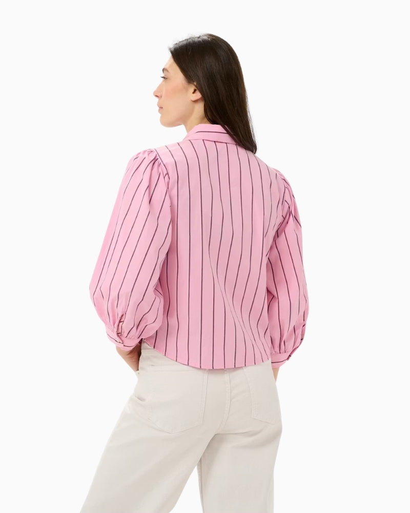 Part Two AnaisPW Shirt Pink Stripe back view on model