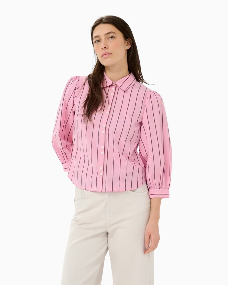 Part Two AnaisPW Shirt Pink Stripe front view on model