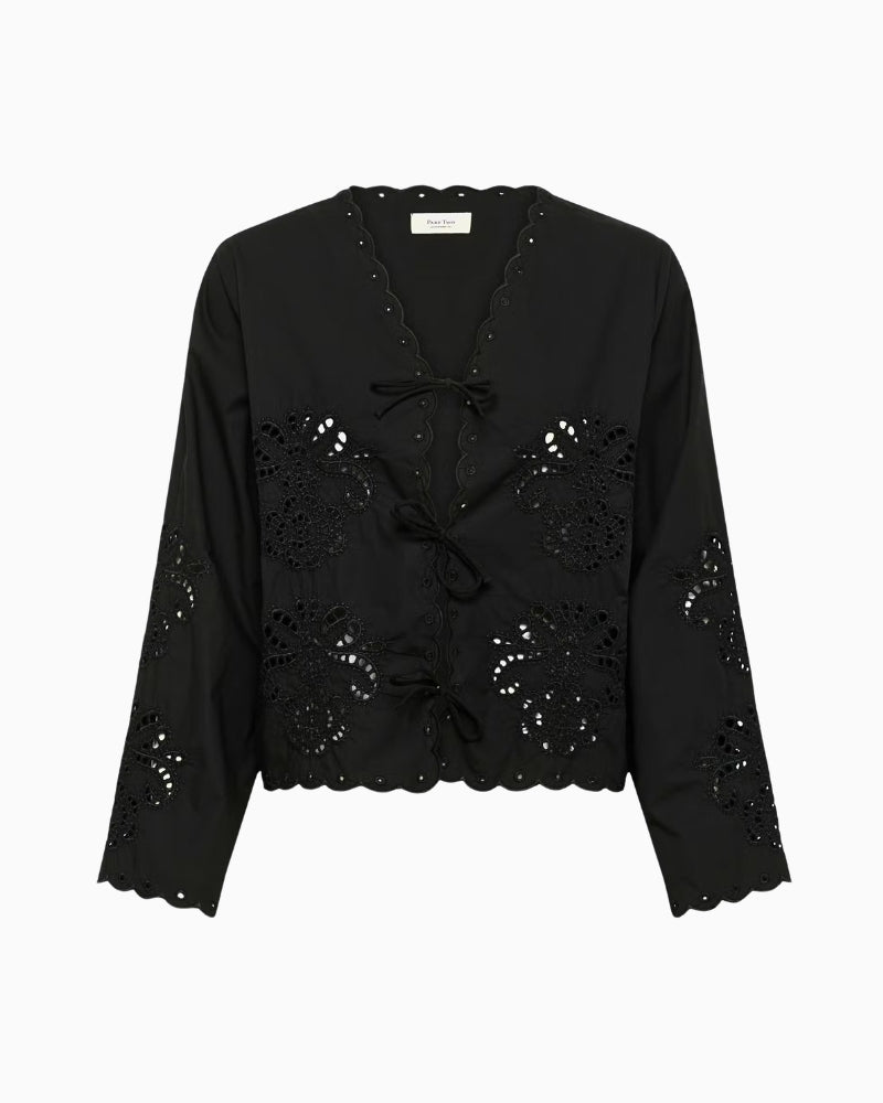 Part Two AnamariaPW Blouse in black scalloped hem detail