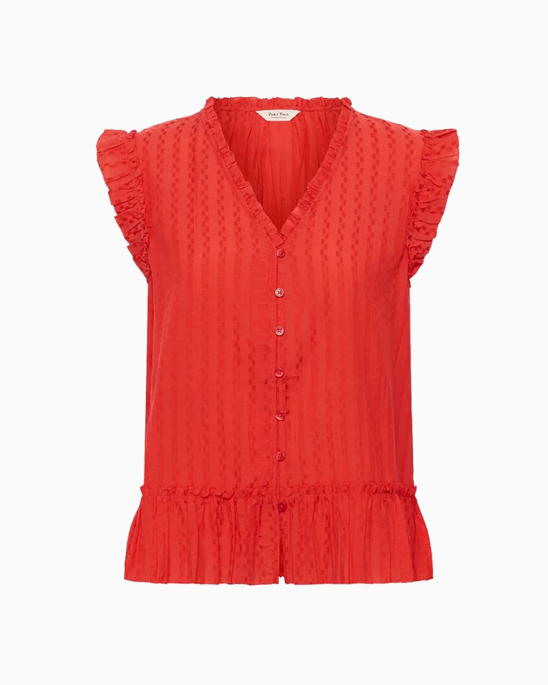 Part Two AnekaPW sleeveless blouse poppy red flat lay front view