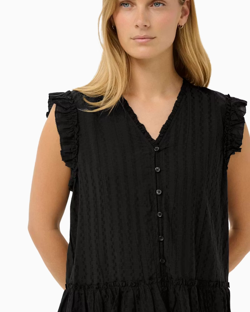 Part Two AnekaPW top black hem detail with ruffle trim